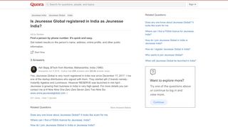 
                            12. Is Jeunesse Global registered in India as Jeunesse India? - Quora