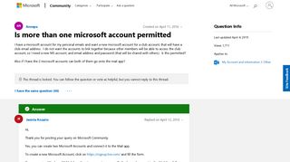 
                            1. Is more than one microsoft account permitted - Microsoft Community