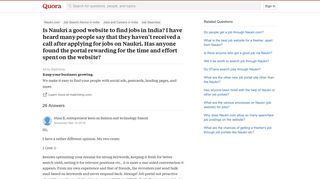 
                            9. Is Naukri a good website to find jobs in India? I have heard many ...