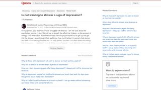 
                            11. Is not wanting to shower a sign of depression? - Quora