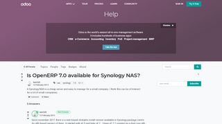 
                            5. Is OpenERP 7.0 available for Synology NAS? | Odoo
