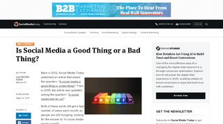 
                            4. Is Social Media a Good Thing or a Bad Thing? | Social Media Today