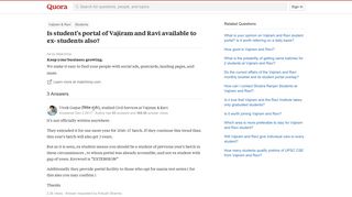 
                            6. Is student's portal of Vajiram and Ravi available to ex- students ...