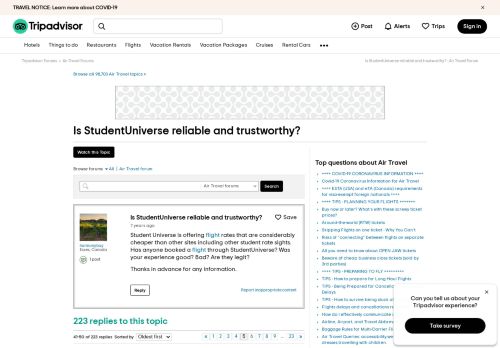 
                            7. Is StudentUniverse reliable and trustworthy? - Air Travel ...