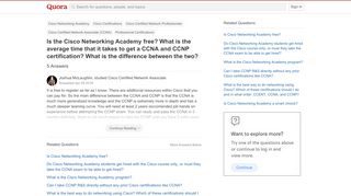 
                            10. Is the Cisco Networking Academy free? What is the average time ...