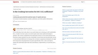 
                            11. Is the Gradeup test series for SSC CGL sufficient? - Quora