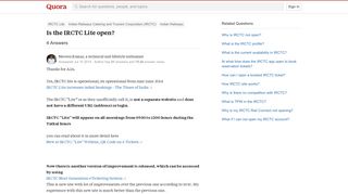 
                            3. Is the IRCTC Lite open? - Quora