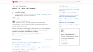 
                            6. Is the TBC coin legit? If yes, where can someone exchange it to ...