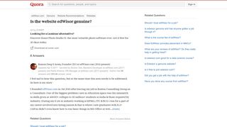 
                            2. Is the website edWisor genuine? - Quora