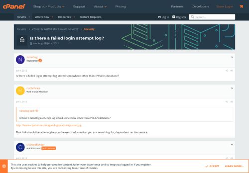 
                            11. Is there a failed login attempt log? | cPanel Forums