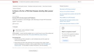 
                            7. Is there a fix for a PS3 that freezes shortly after power up? - Quora