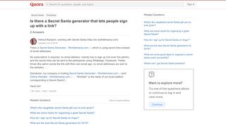 
                            10. Is there a Secret Santa generator that lets people sign up with a ...