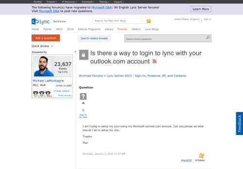 
                            4. Is there a way to login to lync with your outlook.com account ...