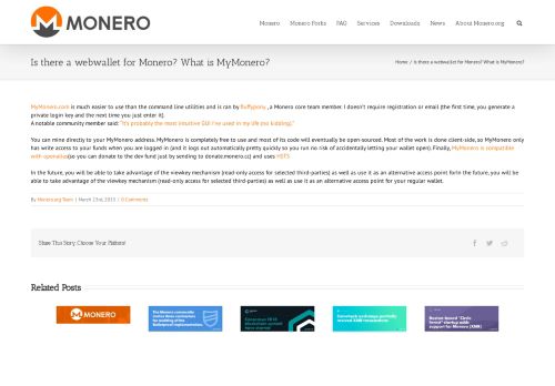 
                            6. Is there a webwallet for Monero? What is MyMonero? — Monero.org ...