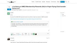 
                            13. Is there an AMEX Membership Rewards (AU) to Virgin Flying Club ...