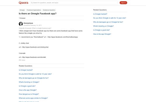 
                            6. Is there an Omegle Facebook app? - Quora