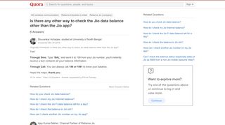 
                            6. Is there any other way to check the Jio data balance other than ...