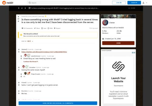 
                            12. Is there something wrong with WoW? I tried logging back in several ...