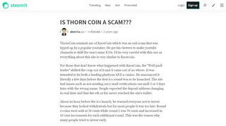 
                            10. IS THORN COIN A SCAM??? — Steemit