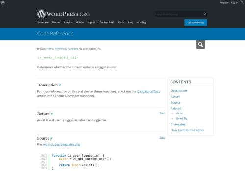 
                            1. is_user_logged_in() | Function | WordPress Developer Resources