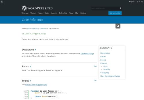 
                            2. is_user_logged_in() | Function | WordPress Developer ...