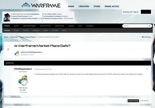 
                            1. Is Warframe Market Place Safe? - Players helping Players ...