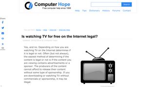 
                            6. Is watching TV for free on the Internet legal? - Computer Hope