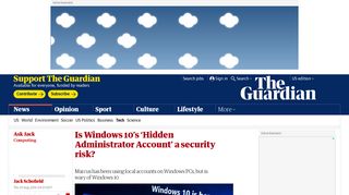 
                            5. Is Windows ​10's 'Hidden Administrator Account' a security risk ...