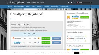 
                            5. • Is YesOption Regulated? • - 7 Binary Options