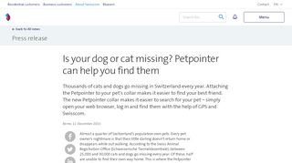 
                            5. Is your dog or cat missing? Petpointer can help you find them | Swisscom