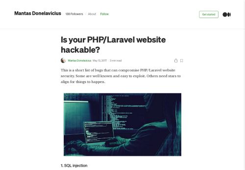 
                            2. Is your PHP/Laravel website hackable? – Mantas Donelavicius - Medium
