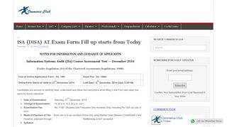
                            10. ISA (DISA) AT Exam Form Fill up starts from Today — Commerce Club