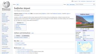 
                            11. Ísafjörður Airport - Wikipedia