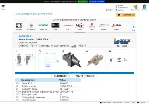 
                            8. Iscar GAFG 80L-8 Cartridges, For Radial Grooving - ToolsUnited