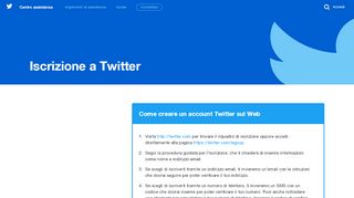 
                            2. Iscrizione a Twitter - Twitter support