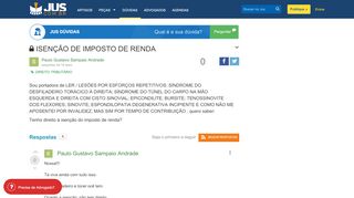 
                            8. ISENÇÃO DE IMPOSTO DE RENDA - Jus Dúvidas Jurídicas - ID 8555 ...