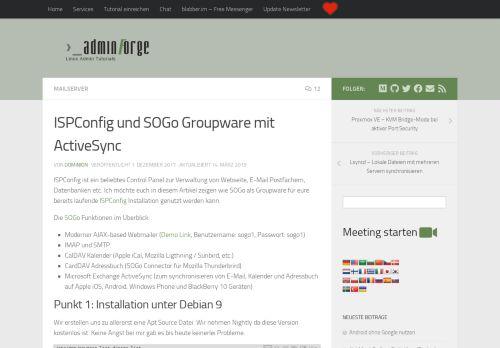 
                            11. ISPConfig und SOGo Groupware mit ActiveSync - adminForge