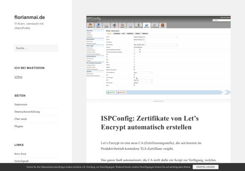 
                            12. ISPConfig: Zertifikate von Let's Encrypt automatisch erstellen ...