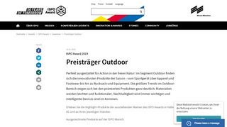 
                            9. ISPO Award 2019 Preisträger Outdoor - ISPO.com