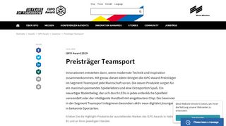 
                            3. ISPO Award 2019 Preisträger Teamsport - ISPO.com