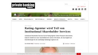 
                            8. ISS-Oekom: Rating-Agentur wird Teil von Institutional Shareholder ...