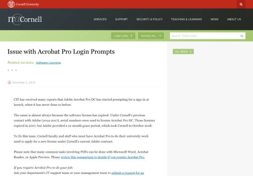 
                            8. Issue with Acrobat Pro Login Prompts | IT@Cornell News