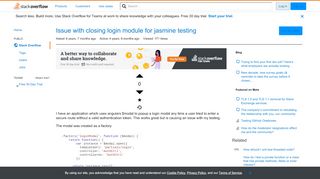
                            1. Issue with closing login module for jasmine testing - Stack Overflow