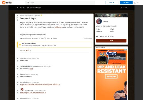 
                            11. Issue with login : wow - Reddit