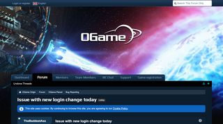 
                            2. Issue with new login change today - Bug Reporting - OGame Origin