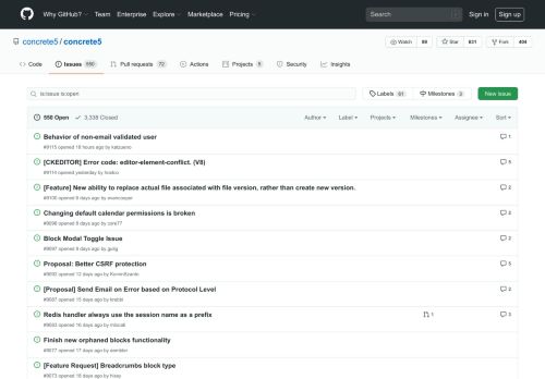 
                            9. Issues · concrete5/concrete5 · GitHub