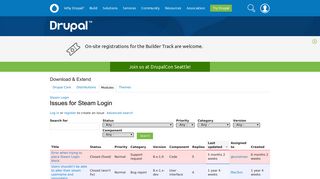 
                            9. Issues for Steam Login | Drupal.org