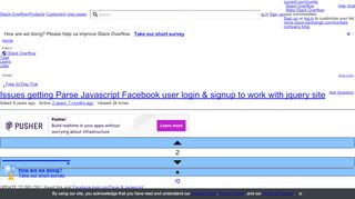 
                            12. Issues getting Parse Javascript Facebook user login & signup to ...