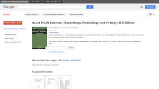 
                            10. Issues in Life Sciences—Bacteriology, Parasitology, and Virology: ...