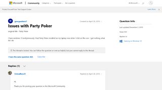 
                            5. Issues with Party Poker - Microsoft Community